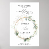 Greenery and Gold Wedding Welcome Poster (Voorkant)