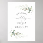 Greenery and Gold Wreath Elegant Wedding Welcome Poster (Voorkant)