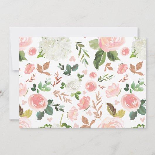 Greenery and Pink Floral Waterverf Baptism Foto Bedankkaart (Achterkant)