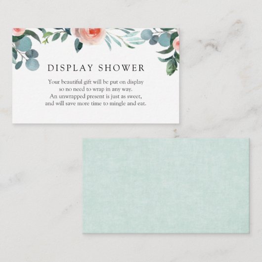 Greenery and Pink Flowers Display Shower-kaart Informatiekaartje (Voorkant / Achterkant)