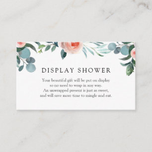 Greenery and Pink Flowers Display Shower-kaart Informatiekaartje