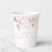 Greenery and Pink Flowers Elegant Vrijgezellenfees Papieren Bekers (Achterkant)