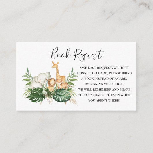 Greenery and Safari Animals Book Request Informatiekaartje (Voorkant)