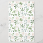 Greenery and White Floral Gold Wedding Menu Card (Achterkant)