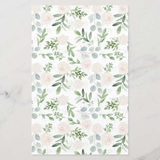 Greenery and White Floral Gold Wedding Menu Card (Achterkant)