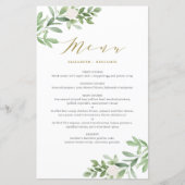 Greenery and White Floral Gold Wedding Menu Card (Voorkant)