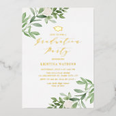 Greenery and White Flowers 2022 Graduation Party Folie Uitnodiging (Voorkant)