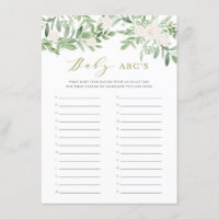Greenery and White Flowers Baby shower ABC Game