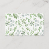 Greenery and White Flowers Diaper Raffle Game Kaar Visitekaartje (Achterkant)