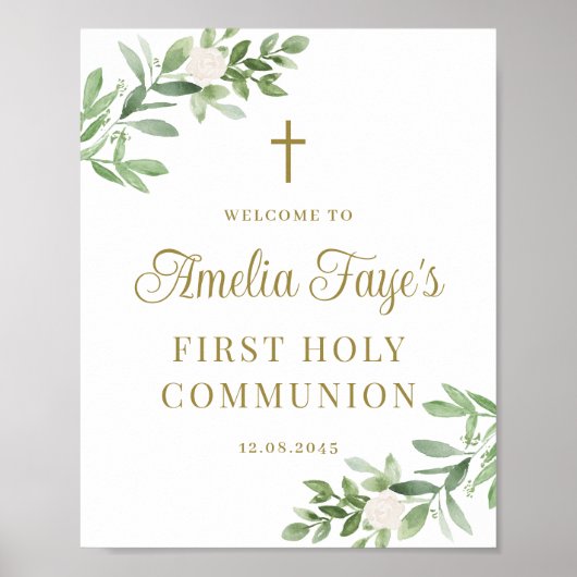 Greenery and White Flowers First Community Welcome Poster (Voorkant)