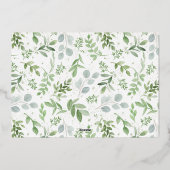 Greenery and White Flowers First Heilige Communie Folie Feestdagenkaart (Achterkant)