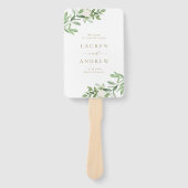 Greenery and White Flowers Gold Wedding Programme Handwaaier (Voorkant)
