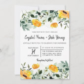 Greenery and Yellow Herfst Floral Wedding Invitati Kaart (Voorkant)