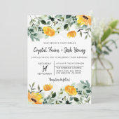 Greenery and Yellow Herfst Floral Wedding Invitati Kaart (Staand voorkant)
