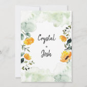 Greenery and Yellow Herfst Floral Wedding Invitati Kaart (Achterkant)
