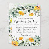 Greenery and Yellow Herfst Floral Wedding Invitati Kaart (Voorkant / Achterkant)