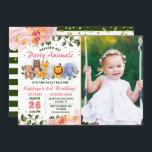 Greenery Animal Friends Pink Floral Birthday Foto Kaart<br><div class="desc">Greenery Animal Friends Pink Floral Birthday Foto uitnodiging</div>