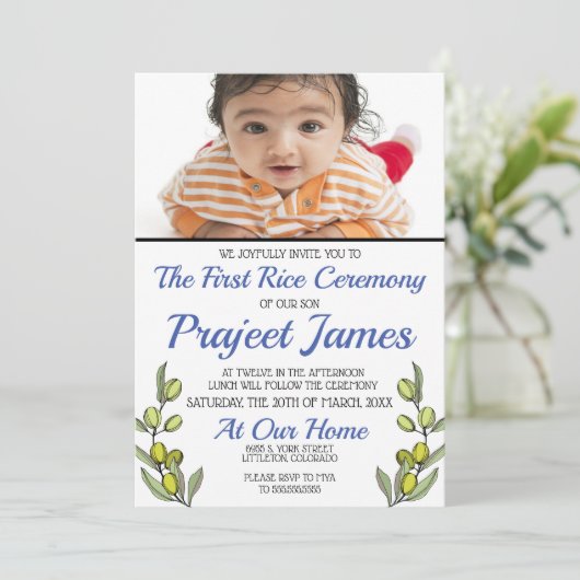 Greenery Annaprashan Kaart (Staand voorkant)