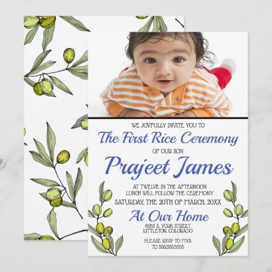 Greenery Annaprashan Kaart (Voorkant / Achterkant)