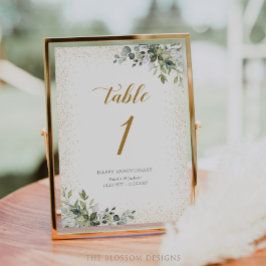 Greenery Anniversary Table Numbers Card - EAC326 Kaart