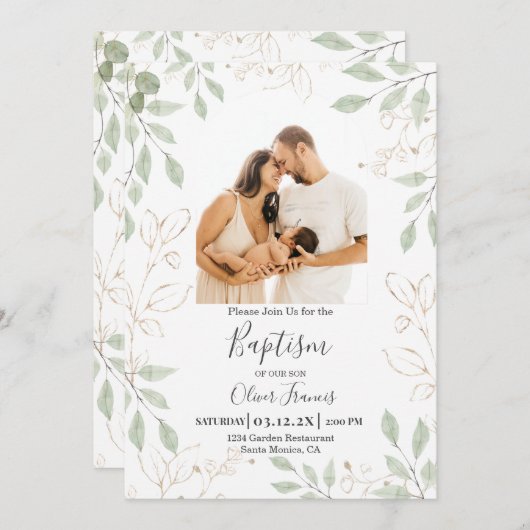 Greenery Arch Baptisme Kaart (Voorkant / Achterkant)