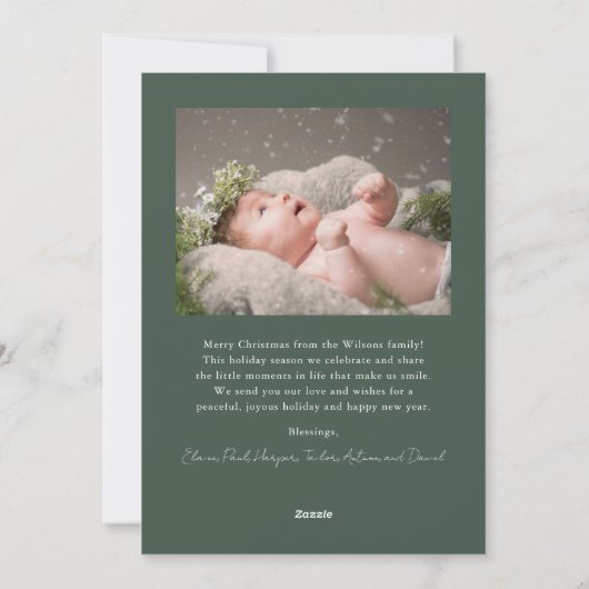 Greenery Arch Bow 2 Foto Kerstmis Feestdagenkaart (Achterkant)