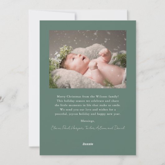 Greenery Arch Bow Cream 2 Foto Kerstmis Feestdagenkaart (Achterkant)