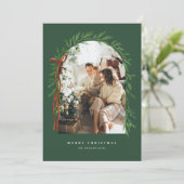 Greenery Arch & Bow Elegante Kerstfoto Feestdagenkaart (Staand voorkant)