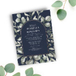 Greenery Arch Eucalyptus Navy Wedding Roos Gold Folie Uitnodiging<br><div class="desc">Geniet van een minimalistische waterverf groen & eucalyptus illustratie in boogvorm op een ivoren achtergrond in combinatie met een elegante kalligrafische typografie met een aanraking van echte roos gouden folie. Behoefte stukken die niet in het collectie zijn? Neem contact met me op met de contactknop hieronder.</div>