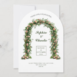 greenery arch flowers romantic wedding invitation kaart