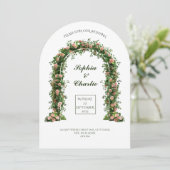 greenery arch flowers romantic wedding invitation kaart (Staand voorkant)