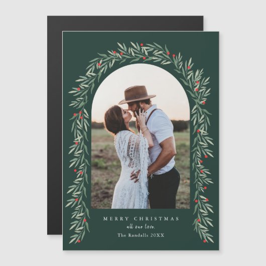 Greenery Arch Modern Foto met kerstfeestdag Kaart (Voorkant / Achterkant)