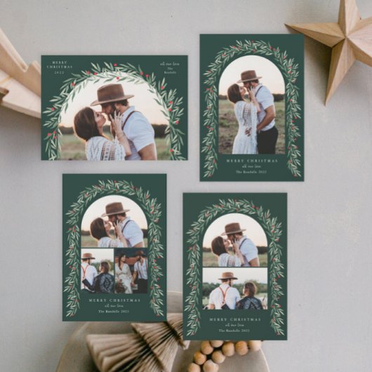 Greenery Arch Modern Script 2 Feestdagenkaart