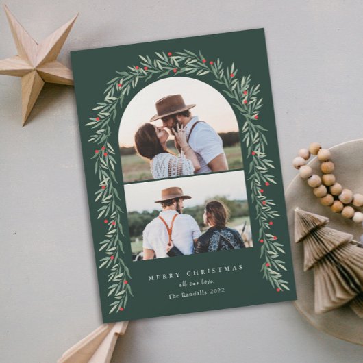 Greenery Arch Modern Script 2 Feestdagenkaart