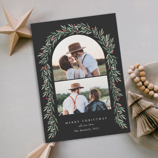 Greenery Arch Modern Script 2 Feestdagenkaart