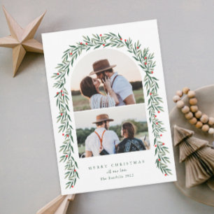 Greenery Arch Modern Script 2 Photo Christmas Feestdagenkaart