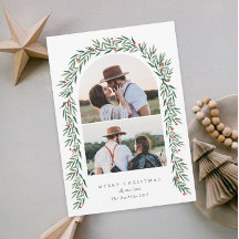 Greenery Arch Modern Script 2 Photo Christmas