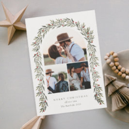 Greenery Arch Modern Script 3 Feestdagenkaart