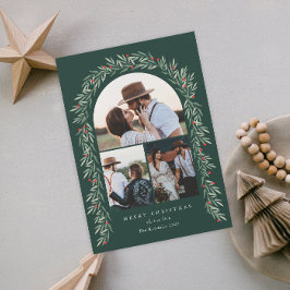Greenery Arch Modern Script 3 Feestdagenkaart