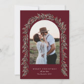 Greenery Arch Modern Script Foto Kerstmis Feestdagenkaart (Voorkant)