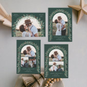 Greenery Arch Modern Script Foto Kerstmis Feestdagenkaart