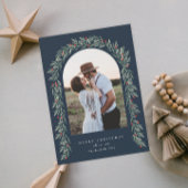 Greenery Arch Modern Script Foto Kerstmis Feestdagenkaart