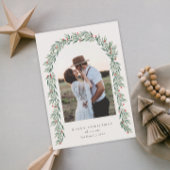 Greenery Arch Modern Script Foto Kerstmis Feestdagenkaart