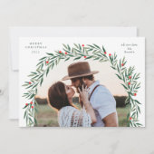 Greenery Arch Modern Script Foto Kerstmis Feestdagenkaart (Voorkant)