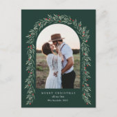 Greenery Arch Modern Script Foto Kerstmis Feestdagenkaart (Voorkant)