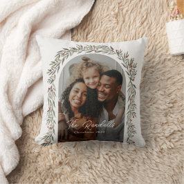 Greenery Arch Modern Script Foto Kerstmis Kussen