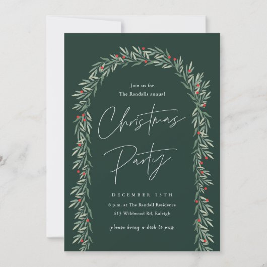 Greenery Arch Modern Script-kerstfeest Kaart (Voorkant)