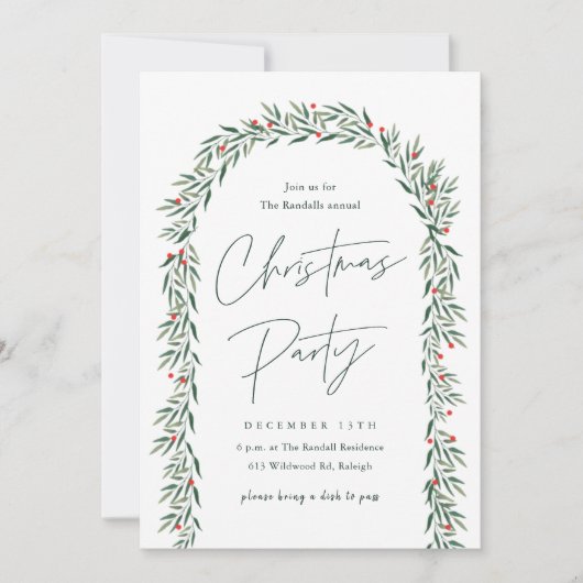 Greenery Arch Modern Script-kerstfeest Kaart (Voorkant)