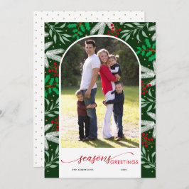 Greenery Arched Photo Green Season's groeten Feestdagenkaart