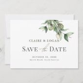 Greenery Artichoke Waterverf Green Save the Date Kaart (Voorkant)